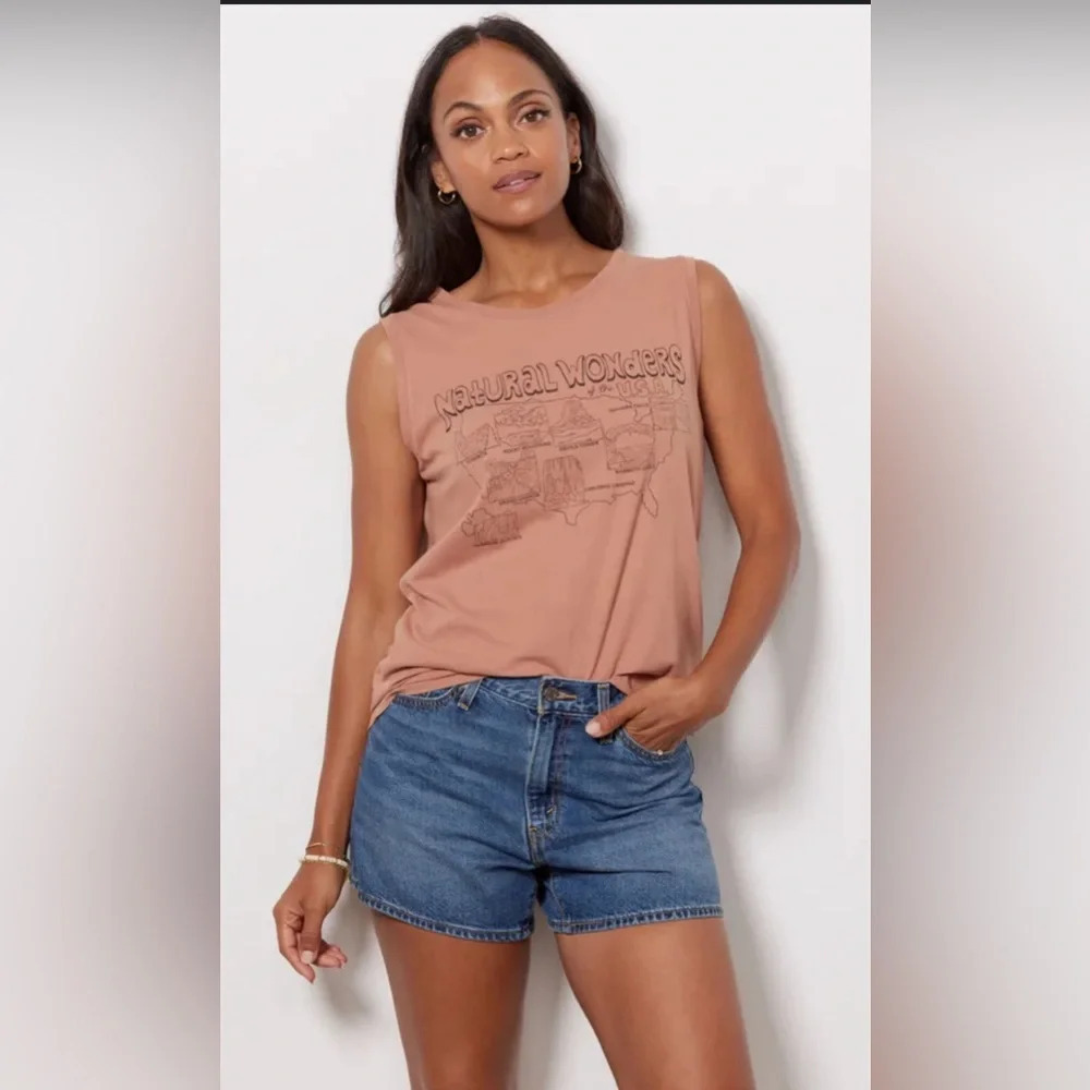 New Anthropologie Letluv natural wonders of the US muscle tee M